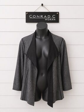 CONRAD C Woman Grey Open-Front Cardigan – Size 3X
